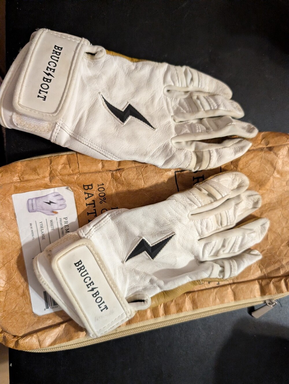 Bruce Bolt Youth Large Premium Pro Leather Batting Gloves